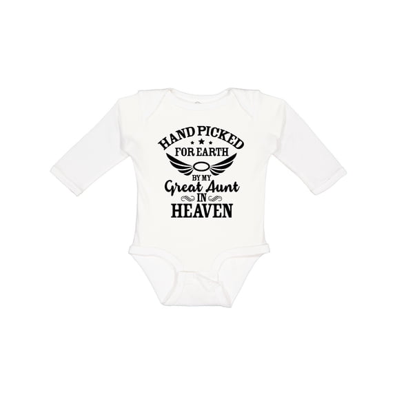 Inktastic Handpicked for Earth by My Great Aunt in Heaven Boys or Girls Long Sleeve Baby Bodysuit