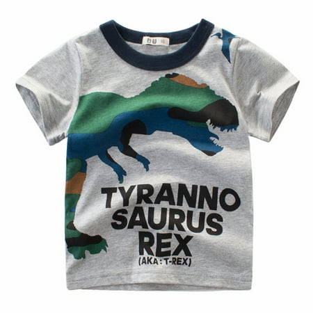 

Fsqjgq Top Teen Dinosaur Clothes Baby Short Toddler Sleeve Kids Years T Boys Tops for 17 Crewneck Tee Shirts Camouflage Boys Tops Boys 4T T Shirts Cotton Grey 130