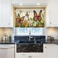 thumbnail image 6 of Coolnut 24 Inch Length Kitchen Curtains Flowers Butterflies 2 Panels Half Window Sheer Curtains Rod Pocket Farmhouse Short Drapes for Bathroom Cafe Basement Home Decor, 6 of 7