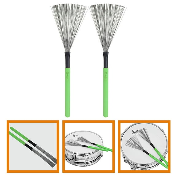 FELTECHELECTR Drum Brush Sticks Green Multipurpose for Kids 1 Pair 11.8x1.2x1.6in