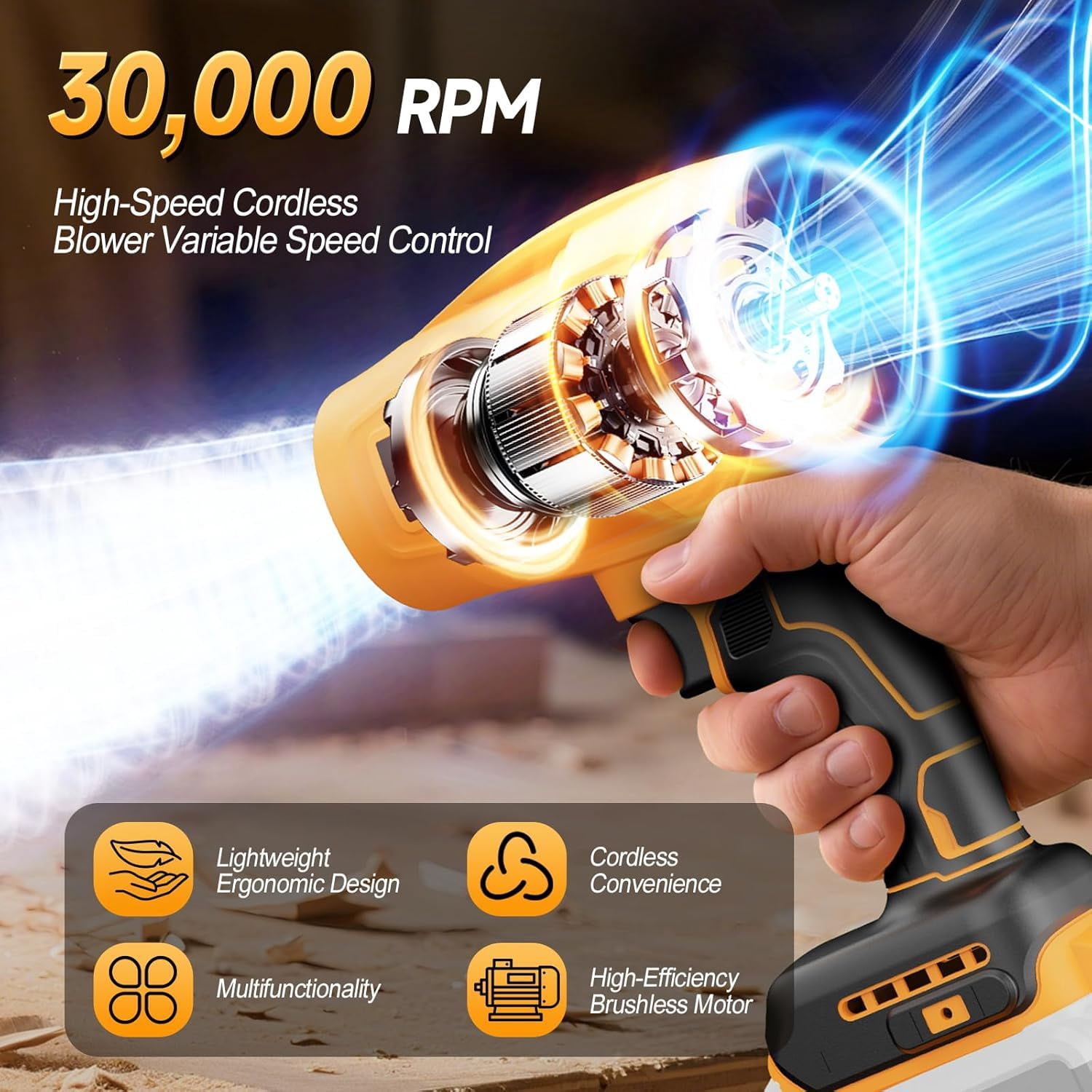 Cordless Leaf Blower Compatible with Dewalt 20V Max Battery, Cordless Dust Blower, Electric Turbo Jet Blower Handheld Battery Powered with Brushless Motor for Patio Garden Lawn (No Battery)