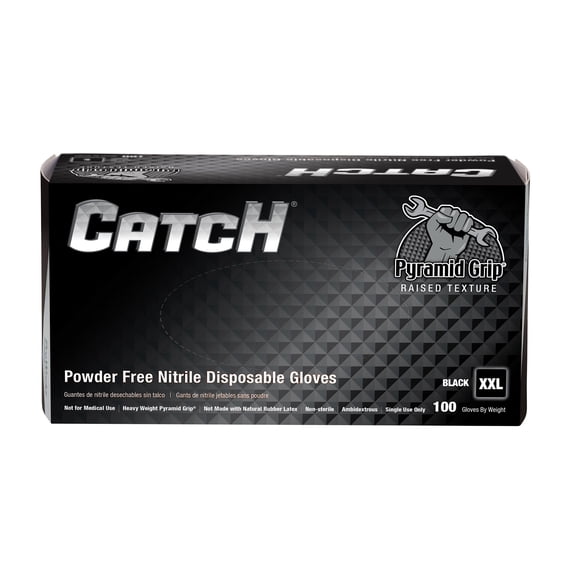 ProWorks® Catch® 9 Mil Nitrile PwdFree Disp Gloves Black 2XL