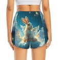 thumbnail image 2 of Lsque Cute Angel Winged Rabbit Printed Women's Running Shorts with Liner Pockets,Elastic Quick Dry Workout Athletic Gym Yoga Shorts,Womens High Waist Shorts-X-Large, 2 of 9