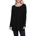 thumbnail image 1 of Doublju Women's Long Sleeve Round Neck Loose Fit Knit Sweater with Plus Size, 1 of 2