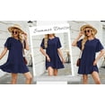 thumbnail image 2 of SHIBEVER Summer Dresses for Women Short Sleeve Ruffle Hem Smock Shirt Dress Casual Crewneck Swimming Skirts Loose Mini Dresses, 2 of 9