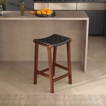 James Mid-Century Modern 1-Piece Genuine Leather Bar Stool