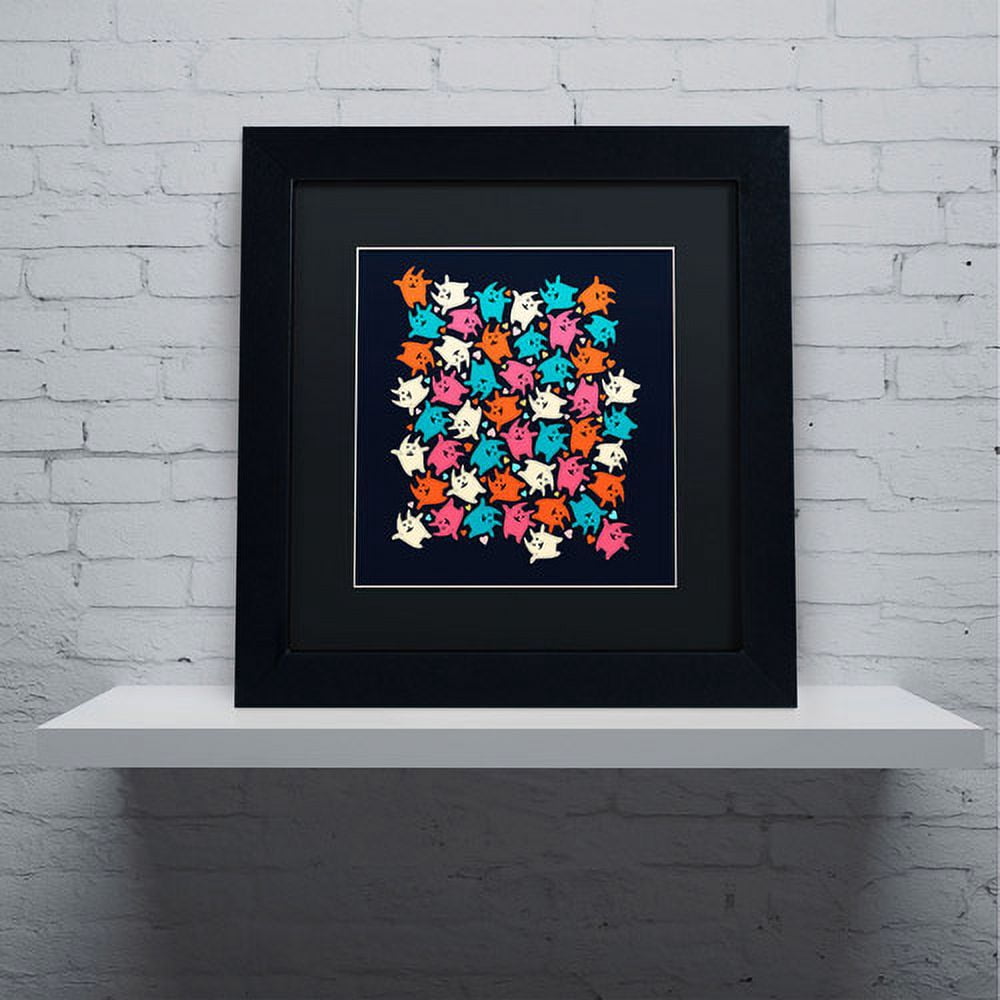 Trademark Fine Art "Tiny Tumbling Kittens" Canvas Art by Carla Martell, Black Matte, Black Frame