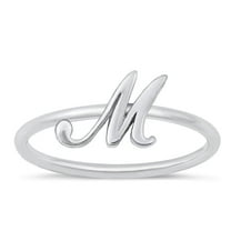 CHOOSE YOUR STYLE Script "M" Ring 925 Sterling Silver Initial Letter Band Jewelry Female Male Size 8