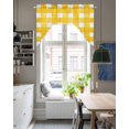 thumbnail image 5 of Yellow Plaid Swag Valances for Windows, Watercolor Grid Checker Gingham Farmhouse Swag Curtains for Kitchen, Living Room, Small Window Treatments Drapes Curtains for Cafe, Bathroom, Bedroom, 56"x36", 5 of 6