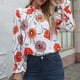 thumbnail image 3 of Camisa estampada floral para mujer, camisa de manga larga para mujer, camisa de manga acampanada para mujer, camisa de manga larga ultra sensible, 3 of 8