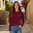 thumbnail image 3 of Women's Star Print Round Neck Long Sleeve Sweatshirt, Loose Fit Casual Pullover Top with Five-Point Star Pattern for Daily Wear, Street Fashion and All Season Comfort Red XXXXL, 3 of 8