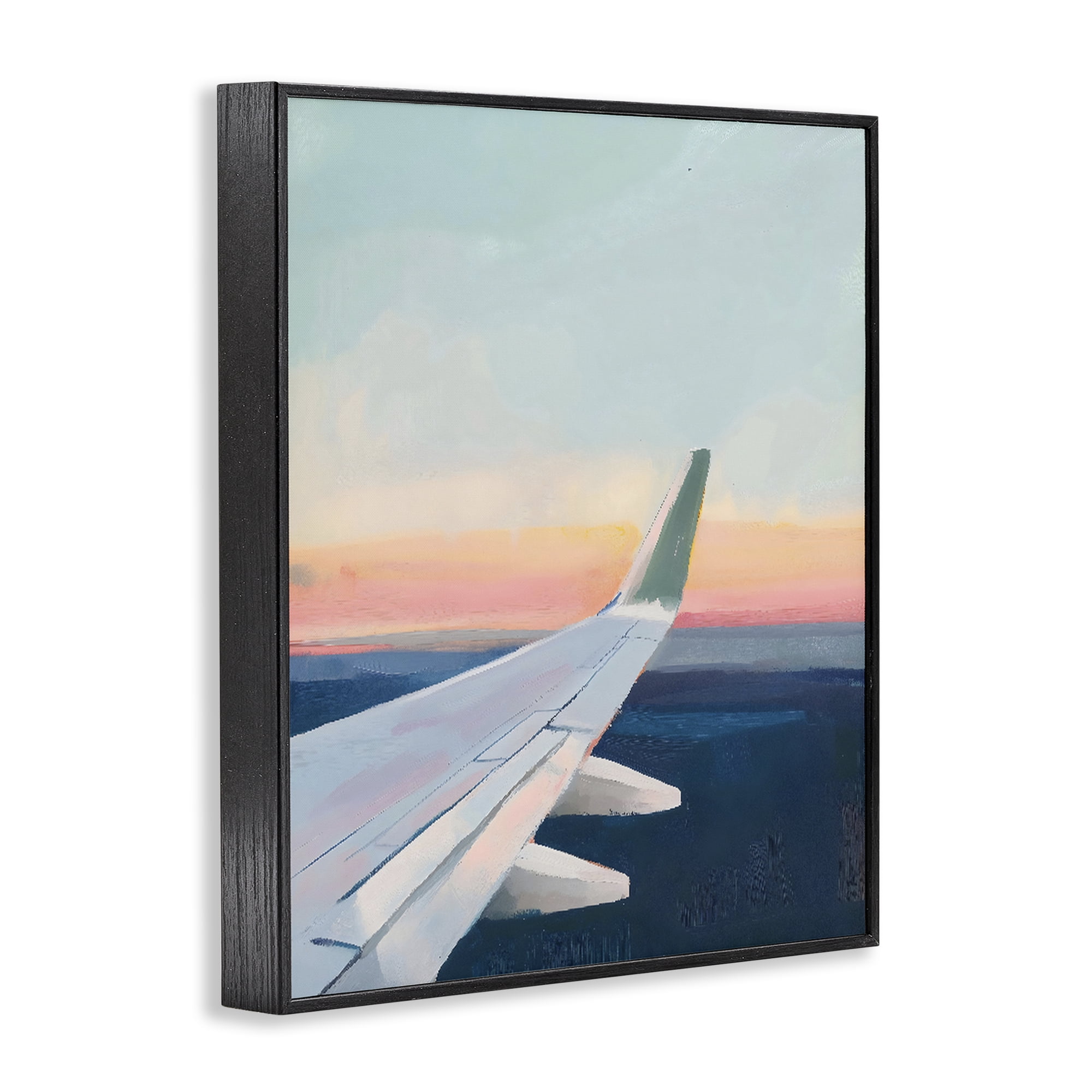 Stupell Industries Airplane Wing Sunset Black Framed Giclee Art, design by The Prints Vibe