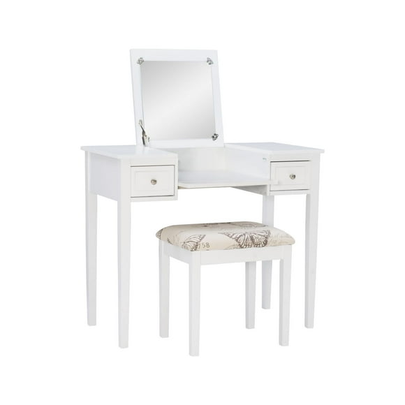 Joanna Butterfly Bench Vanity Set in White