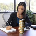 thumbnail image 4 of 20oz Beige Sunflower Pattern Skinny Tumblers Stainless Steel Tumbler with Lid and Straw,Vacuum Insulated Double Wall Travel Tumbler Cups with Cleaning Brush for Coffee,Tea, 4 of 6