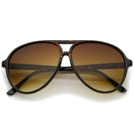 Retro Large Teardrop Shaped Lens Aviator Sunglasses 60mm (Tortoise / Amber)