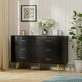 thumbnail image 5 of Black Dresser for Bedroom, 6 Drawer Dresser with Wide Drawers and Gold Metal Handles, Wood Dressers & Chest of Hallway, Entryway, Bedroom, 5 of 14