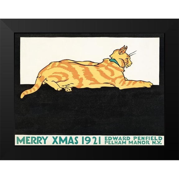 Penfield, Edward 18x15 Black Modern Framed Museum Art Print Titled - Merry Xmas 1921
