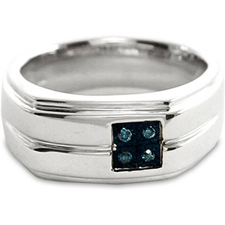 Men's Blue Diamond Accent Sterling Silver Ring