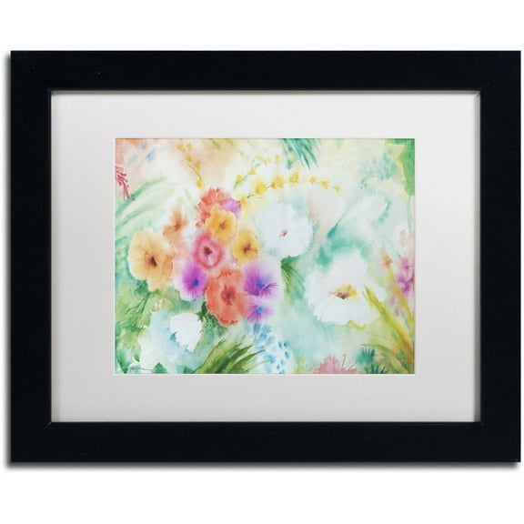 Trademark Fine Art "Napa Garden" Canvas Art by Sheila Golden White Matte, Black Frame