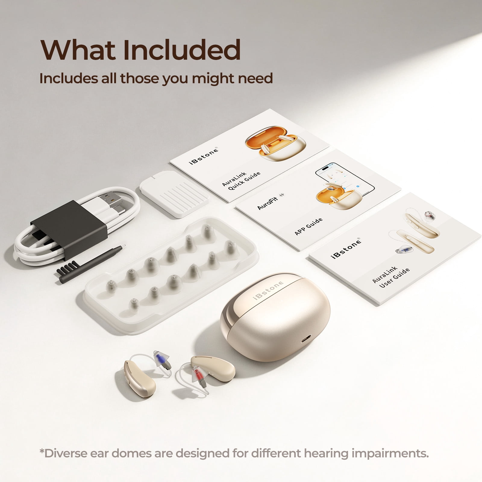 iBstone AuraLink Bluetooth OTC Hearing Aids for Seniors Adults, App-Controlled for Precise Fitting, AI Noise Reduction, Bluetooth 5.4 for Phone Call & Music Streaming, Pair
