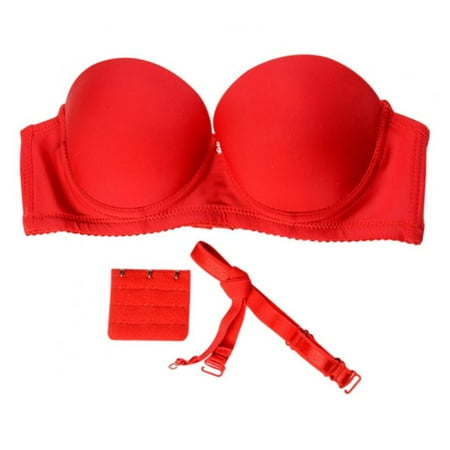 

Women s Detachable Shoulder Belt Strapless 1/2 Cup Push Up Bra