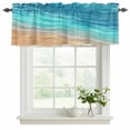 thumbnail image 2 of Aqua Ombre Coastal Valances for Windows, Decorative Rod Pocket Window Valance Curtains, Summer Nautical Beach Ocean Seaside Short Curtain Drapes for Kitchen/Living Room, 2 Panels, 54" W x 18" L, 2 of 8