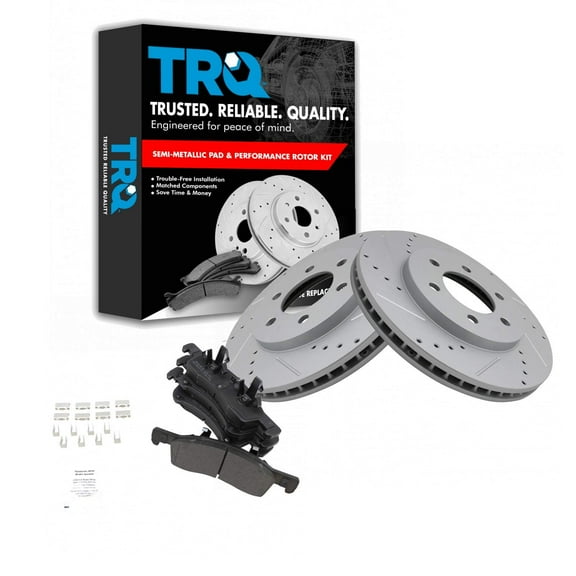 TRQ Front Performance Brake Pad & Rotor Kit Brake Pads Brake Rotors Set Semi-Metallic Premium G-Coated Fits Select 2003-2006 Ford Expedition Lincoln Navigator