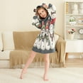 thumbnail image 3 of FORMRS Niños Bathrobe Unisex Hooded Robe Soft Plush Pajamas Sleepwear, Size 10-12T, Red Snowmen, 3 of 7