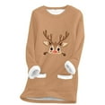 thumbnail image 1 of WEAIXIMIUNG Chandails en Molleton pour Femmes Fermeture Éclair Sans Capuche Thème de Noël Cerf Col Rond Pull avec Poches Thermiques Rembourrées, 1 of 5