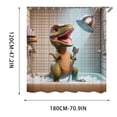 thumbnail image 3 of Waterproof Polyester Dinosaur Shower Curtain with Hooks, Singing Dinosaur Bath Scene, Machine Washable, 12 Included, for Standard Bathroom, 3 of 5