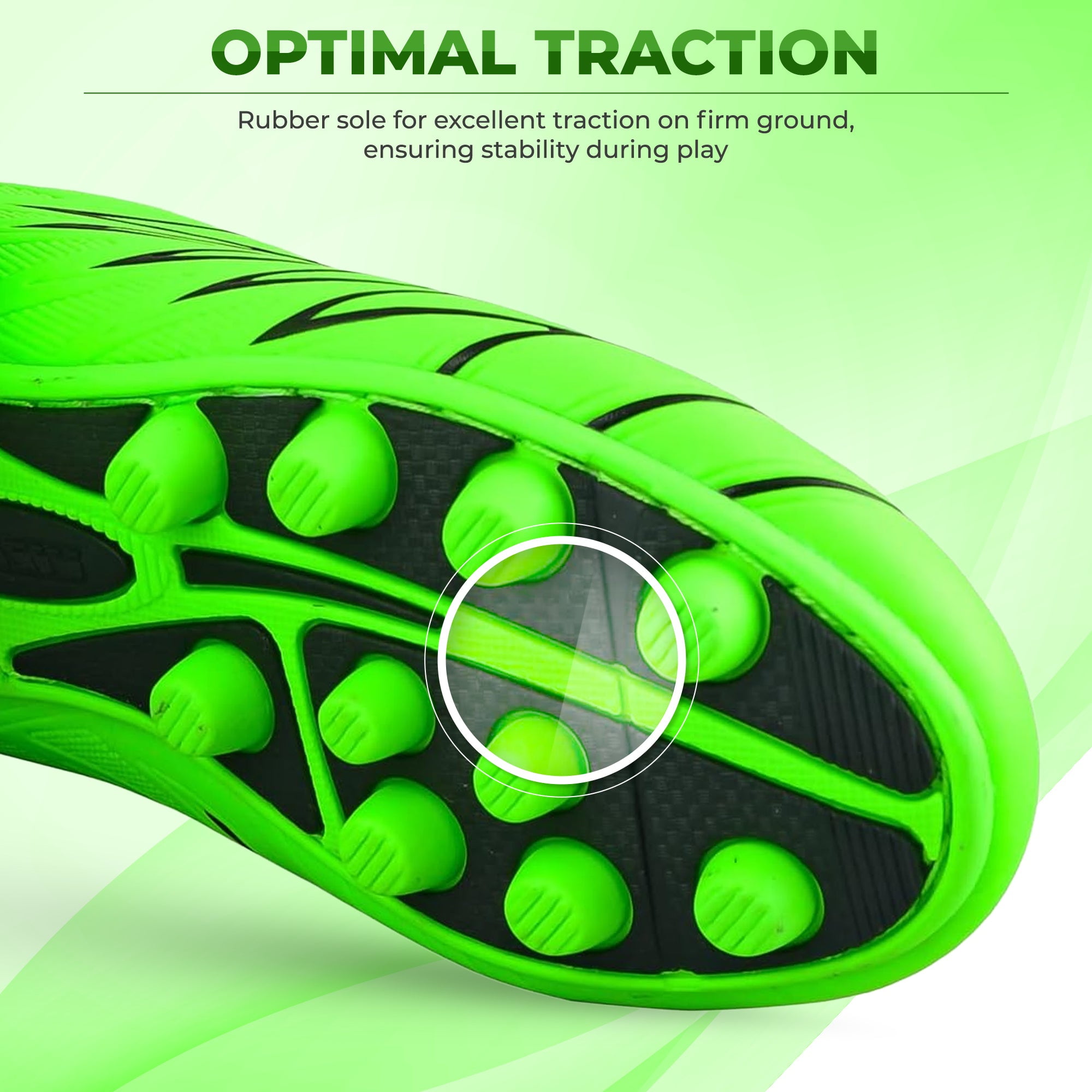Vizari Boca Firm Ground Soccer Cleats for Kids & Youth – Lightweight, Durable, Comfortable Shoes with Traction & Padded Heel - Green/Black, 8