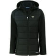 thumbnail image 2 of Women's Cutter & Buck Black Green Bay Packers Evoke PrimaLoft Hybrid Eco Softshell Recycled Full-Zip Hooded Jacket, 2 of 3