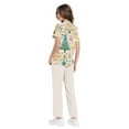 thumbnail image 5 of Wutalume Women's Festive Healthcare Scrub Set, Christmas Pattern Short Sleeve Top and Work Pants, Medical Work Uniform,Beige S, 5 of 6