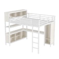 thumbnail image 4 of Harper & Bright Designs Queen Size Metal Loft Bed with Wardrobe And L-shaped Desk, Heavy-duty Loft Bed with Storage Cubes and Shelves, White Wood-grain, 4 of 10