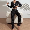 thumbnail image 1 of Warop Ensemble de Pyjama pour Femmes, Haut à Manches Longues à Col Rond à Imprimé Floral et Pantalon, Décontracté pour la Maison et le Sommeil, 1 of 7
