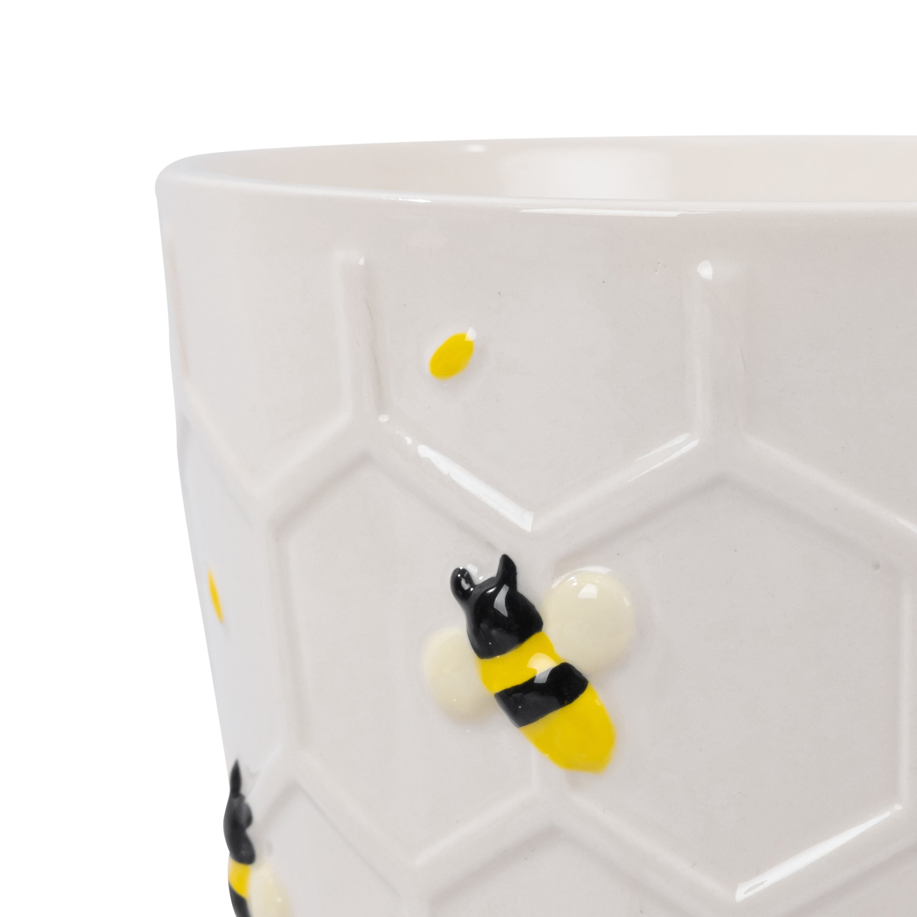 Mainstays 6.25" x 6.25" x 6" Round Cream Ceramic Bee Planter