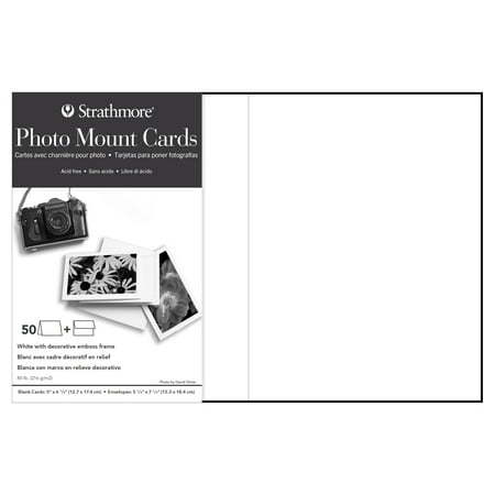 Strathmore Photo Mount Cards, 5in x 7in, White Embossed, 50/Pkg.