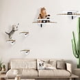 thumbnail image 4 of Cat Wall Furniture Wall Mounted, 2PCS Cat Shelves and Cat Perches for Wall with 3 Cat Wall Steps and Scratching Pad, Cat Wall Shelves Fit Cat Up to 15Lbs, Wood Cat Hammock Wall Mount (White), 4 of 15