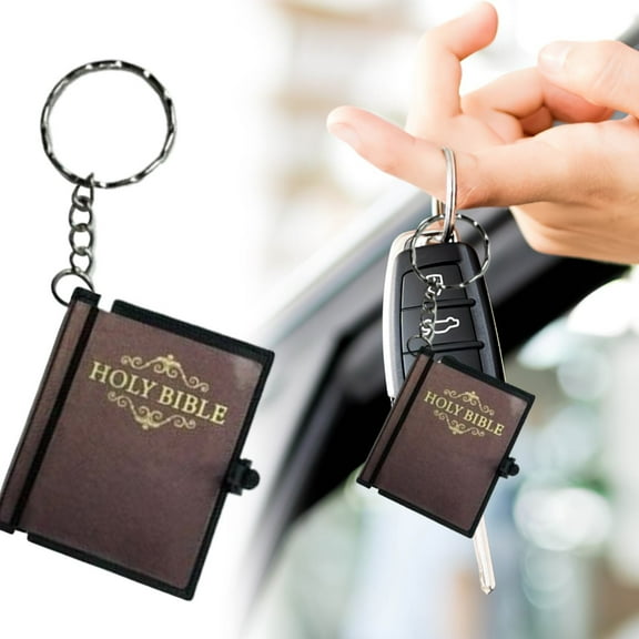 Mini Bible Keychain Pendant - Purple - a Style - Wallet Keychain Pendant Genuine Keychain Book Keychain Key Ring Religion - 1 Keychain