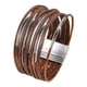 thumbnail image 3 of Pulsera rígida para mujer de cuero sintético PU, duradera, versátil, fácil de usar, multicapa. Marrón oscuro, 3 of 9