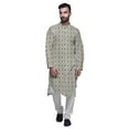 thumbnail image 1 of Atasi Button Down Asymmetric Printed Long Sleeve Rayon Kurta Pyjama Set, 1 of 4