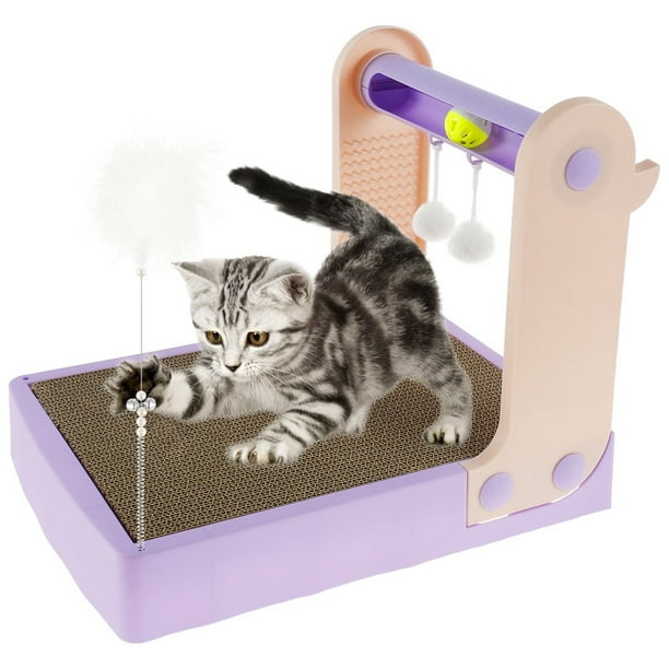 Twistou Griffoir Chat Griffoir Pour Chat Carton Avec Balle, Magic Organ Cat Scratching Board, Griffoir Magique Pour Chat, Jouet Interactif Pour Chat Interieur, Lit Pour Chat Pliable Cat Toy
