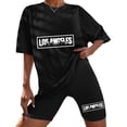 thumbnail image 2 of ibiyuan Womens 2 Piece Outfits Stylish Women's Casual Two Piece Set Round Neck Short Sleeve Top and Shorts Outfit, 2 of 5
