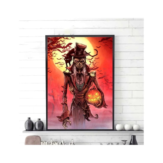 Pintura de diamante 5D, cabeza de calabaza, calavera de belleza, pintura de decoración de sala de estar transfronteriza con diamantes completos (sin marco) X0053