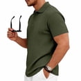 thumbnail image 5 of Bxsruta Men's Casual Textured Knit Polo Shirt Short Sleeve Button Front Breathable Solid Collared Pullover, 5 of 8