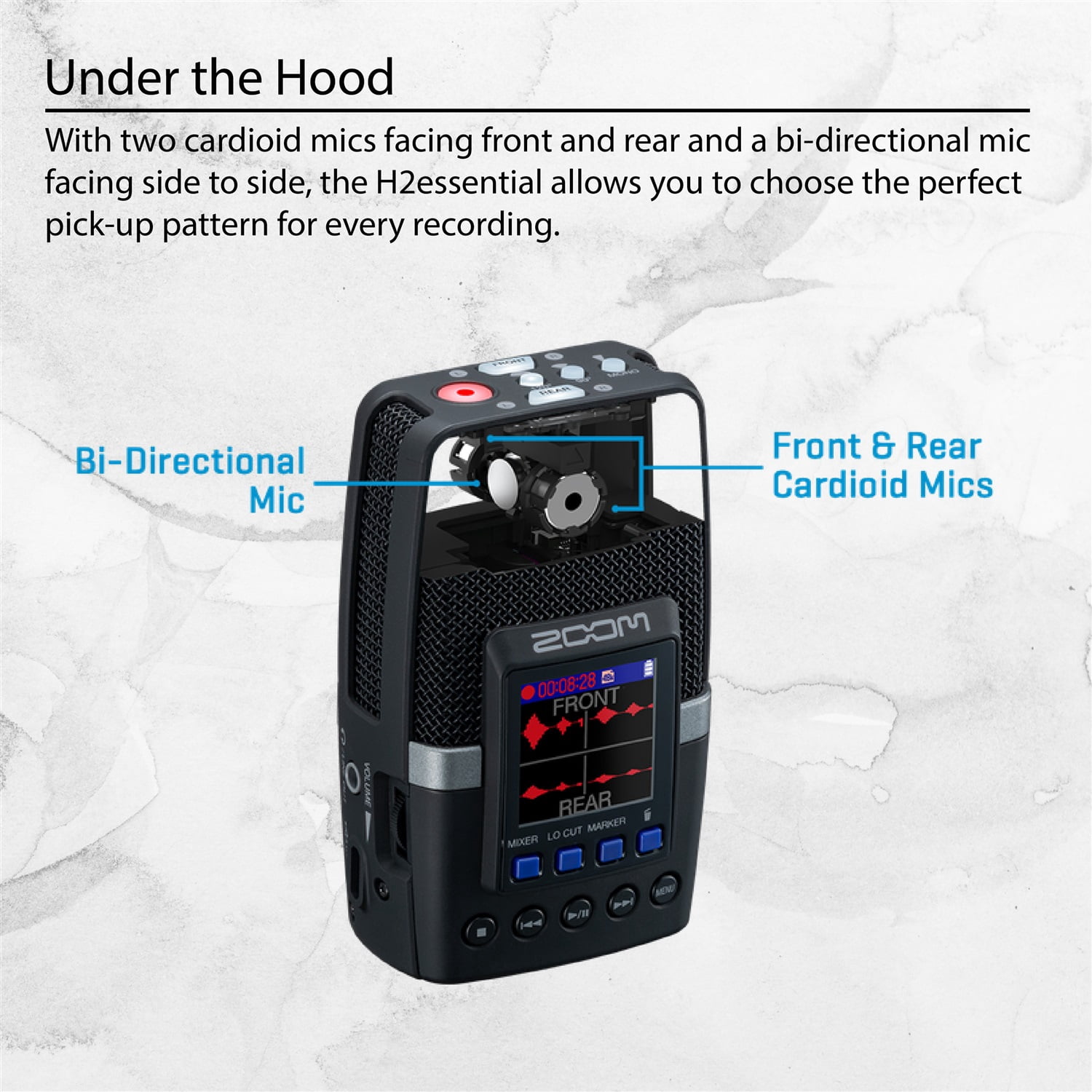 Zoom H2essential Handy Recorder Bundle – Includes APH-2e Accessory Pack (Windscreen, Shell Case, AC Adapter, USB-C Cable), 32GB microSDHC Memory Card, and Microfiber Cleaning Cloth
