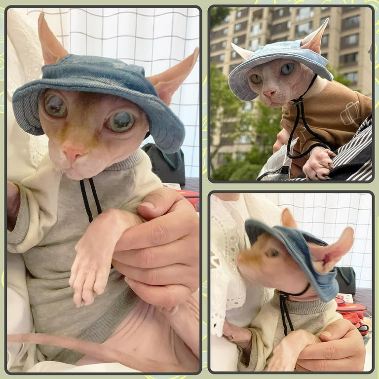 Sphynx Cat Hat Cowboy Hat For Cats Adjustable Sun Hat With Ear