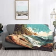 thumbnail image 2 of Disketp Coastal Palm Beach Flannel Blankets - Thick and Warm Blanket for Winter, Soft Fuzzy Plush King Blanket for All Seasons-80"x60", 2 of 6