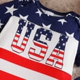 thumbnail image 5 of UngA Baby Fourth of July Outfit Boy Cute Letter Short Sleeve Romper Stars and Stripes Pants Hat Infant Summer Clothes (Red,12-18 Months), 5 of 7