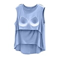 thumbnail image 6 of Dwellite Women Tank Tops with Built in Bra Summer Sleeveless Wide Strap Basic Sleepwear Workout Yoga Camisole Top Light Blue L, 6 of 9